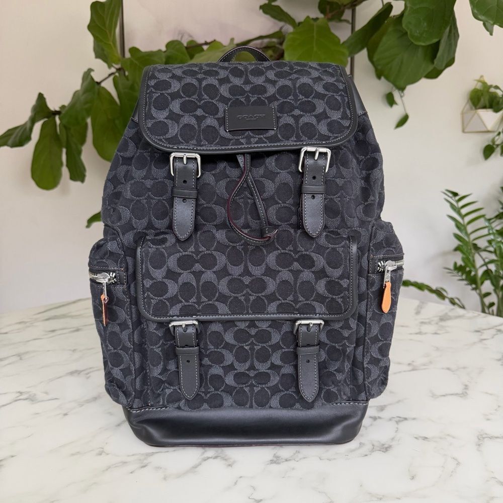 Coach Sprint Backpack In Signature Denim & Leather Silver Black CO933 Laptop Bag